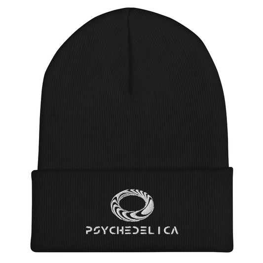 Psychedelica Classic Cuffed Black Beanie
